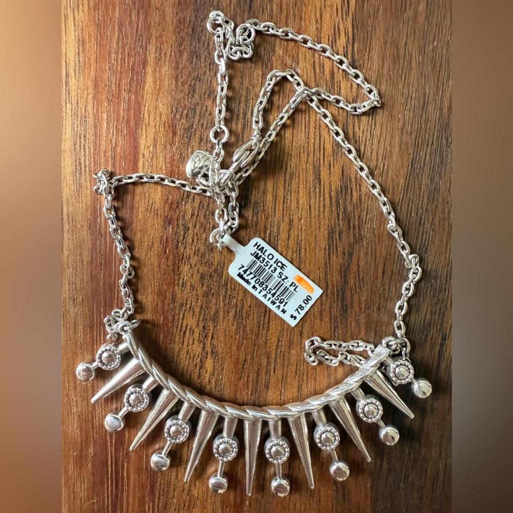 Brighton Silver Spike & Crystal Statement Necklace - Silver - Picture 4 of 5